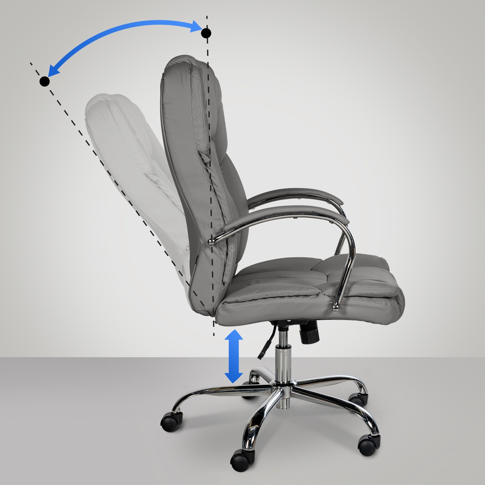 CLP Ergonomischer Bürostuhl BIG Xanthos I XXL Komfort Mit Wippfunktion Und Armlehnen I Verstellbar Mit Kunstleder-Bezug, Belastbar bis 210 kg