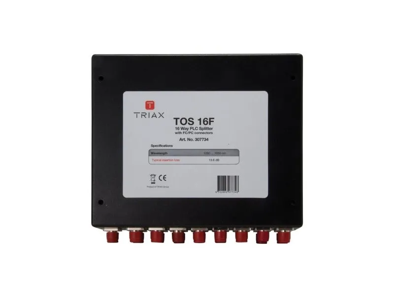 Triax TOS 16F, Kabelfordeler, Sort, Metal, 13,6 dB, FC/PC, 155 mm