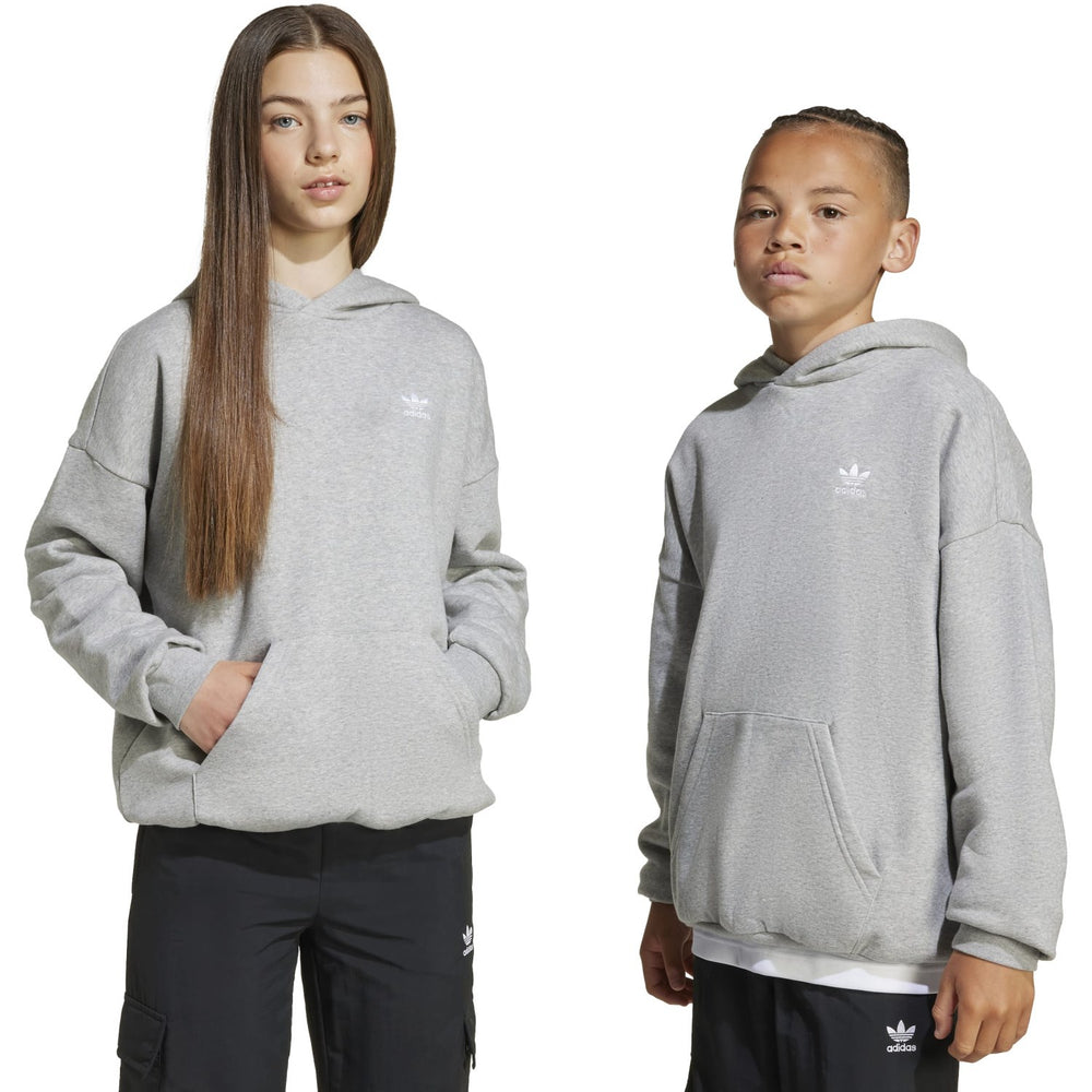 Køb adidas Originals Medium Grey Heather/White Loose Hættetrøje Fl