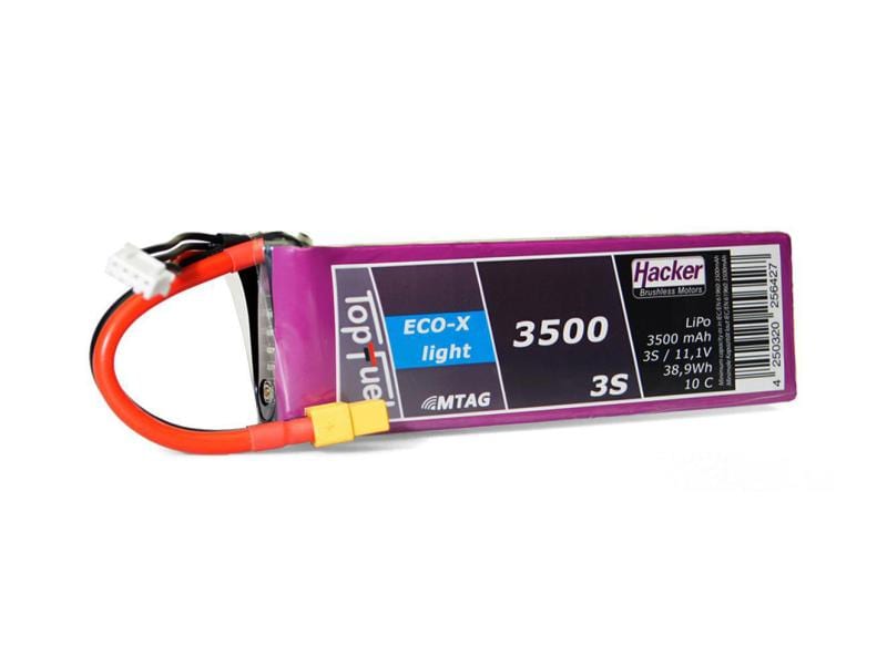 Hacker RC-Akku LiPo 3500 mAh 11.1 V 10C TopFuel ECO-X-Light 3S LiPo-Akku für Flugmodelle
