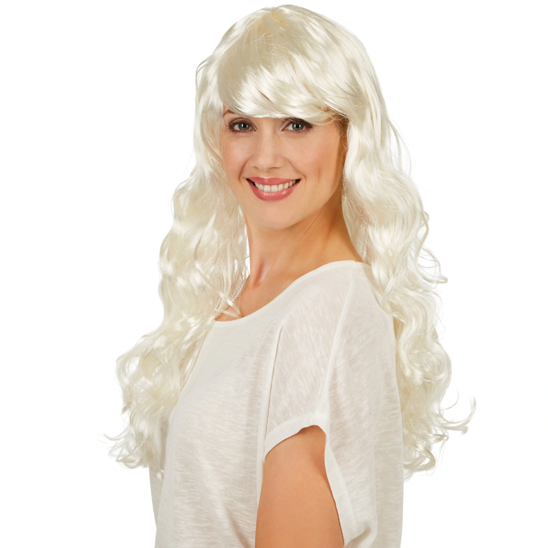 tectake® Frauenperücke Weißblond lang