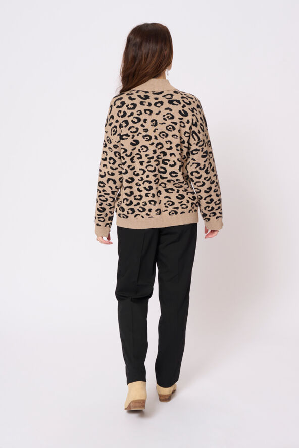 Cream CRSava Knit Pullover Light brown animal spots
