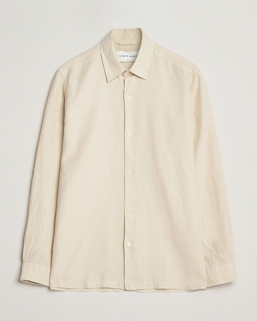 A Day's March Clean Cut Linen Shirt Oyster