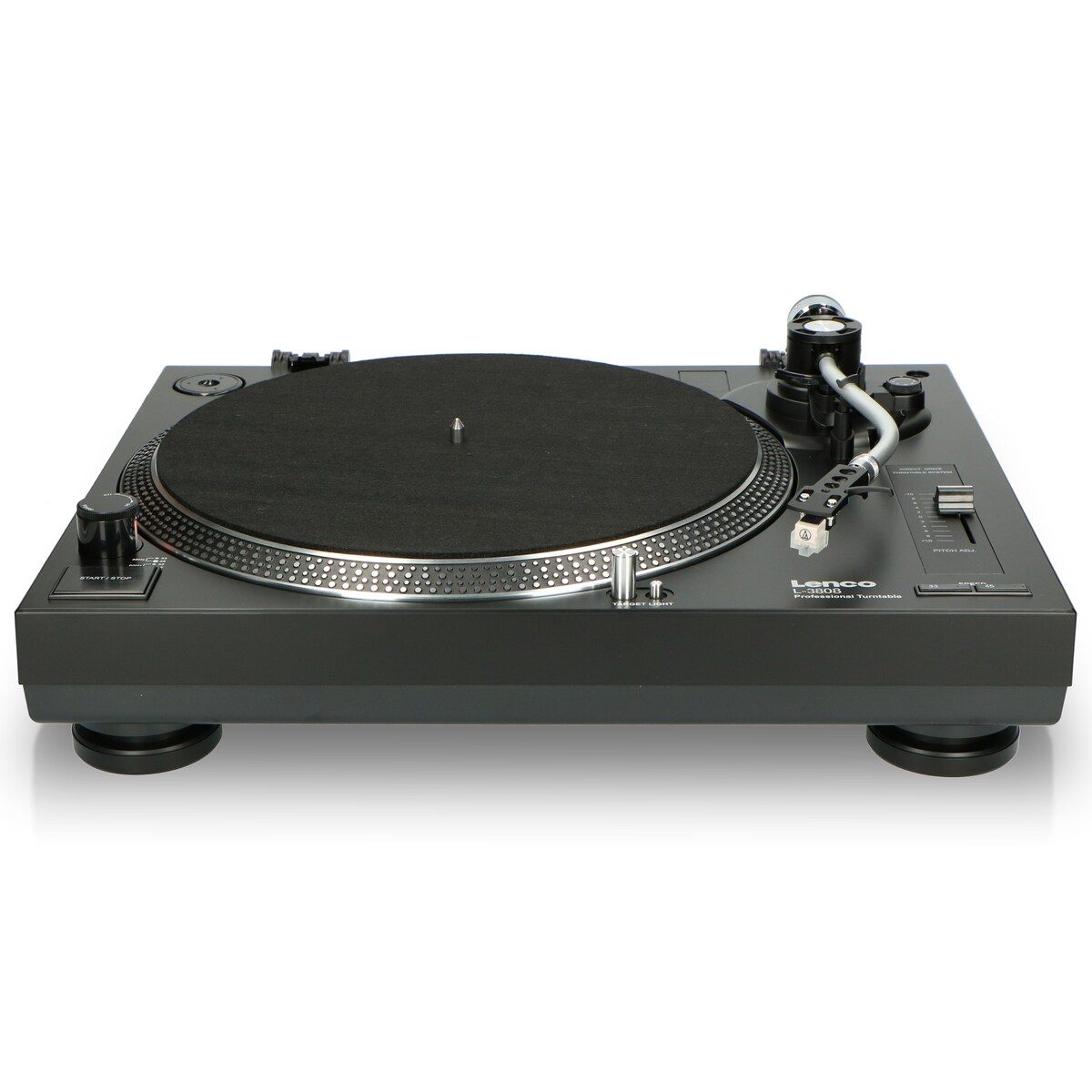 LENCO L-3808 Plattenspieler mit Direktantrieb & USB, schwarz