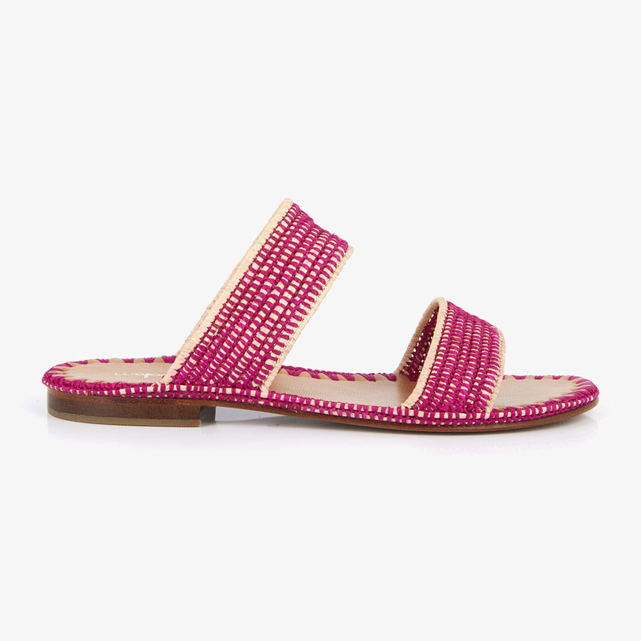 Mellow Yellow Mules en Raphia Joan fuchsia