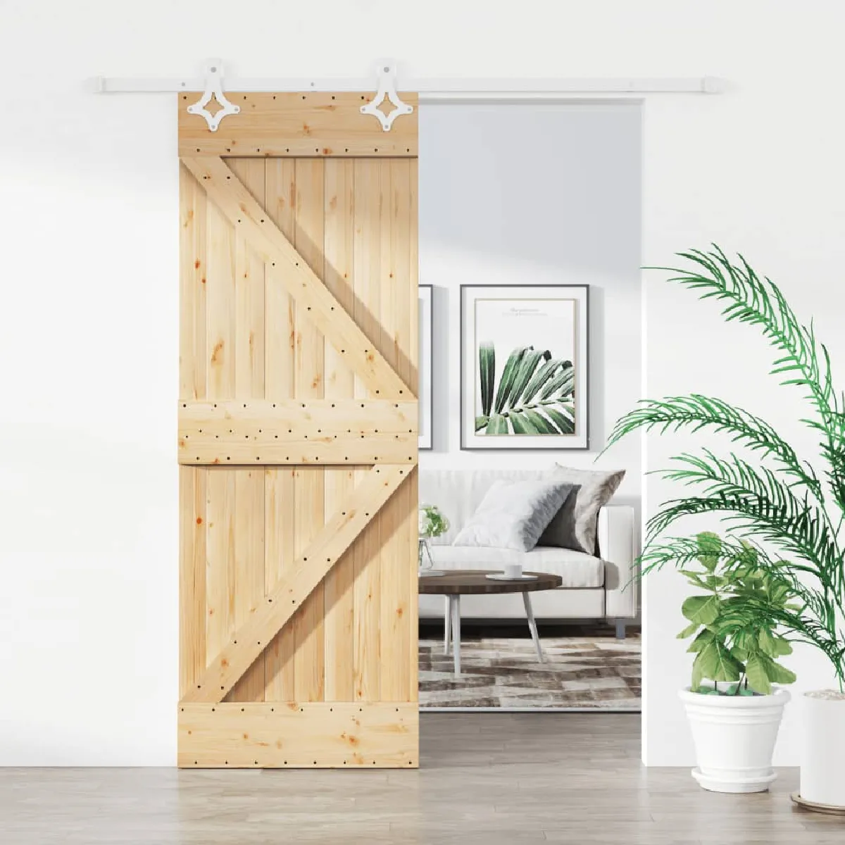 vidaXL Porte coulissante pin massif 80x210 cm
