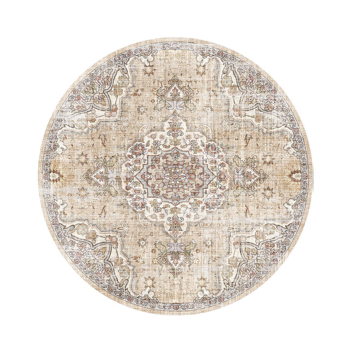Rond oosters vloerkleed - Leyla Medaillon Taupe