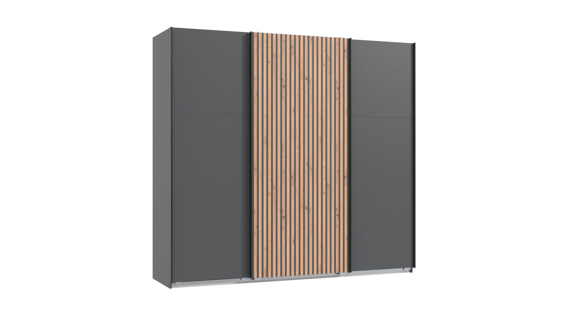 Schwebetürenschrank ALASKA 250 x 216 cm grau/ braun