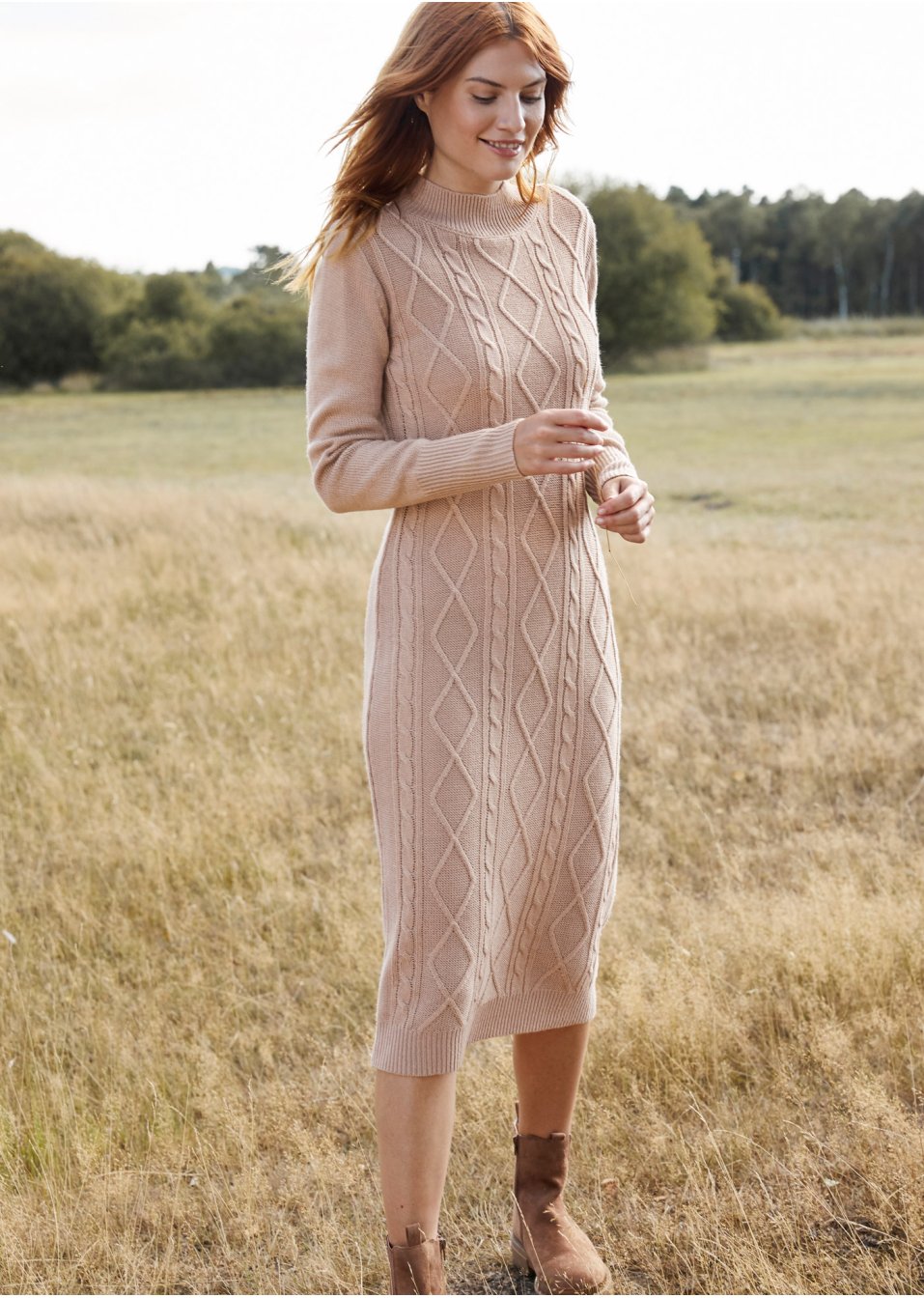 Robe en maille avec motif torsadé