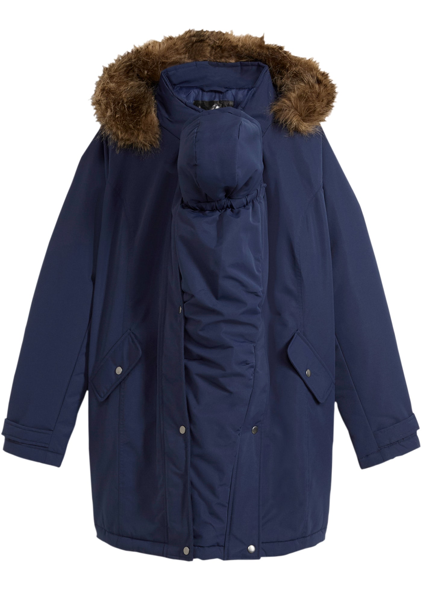 bonprix Umstandsjacke mit Kapuze mit elastischem Gummizug, seitlicher Erweiterung durch Reissverschlüsse