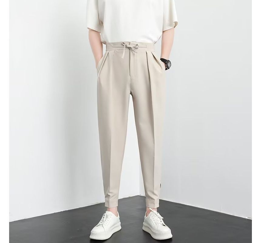 Lingaris - Hoge taille effen cropped taps toelopende broek