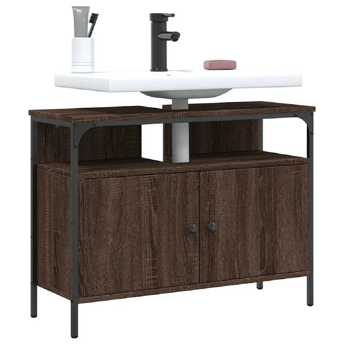 VIDAXL Armoire lavabo chêne marron