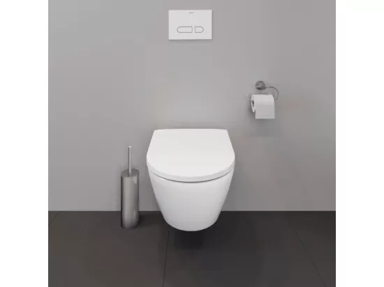 Pack WC suspendu compact sans bride DURAVIT D-Neo avec abattant frein de chute + bati support SIAMP + Plaque de commande chromée