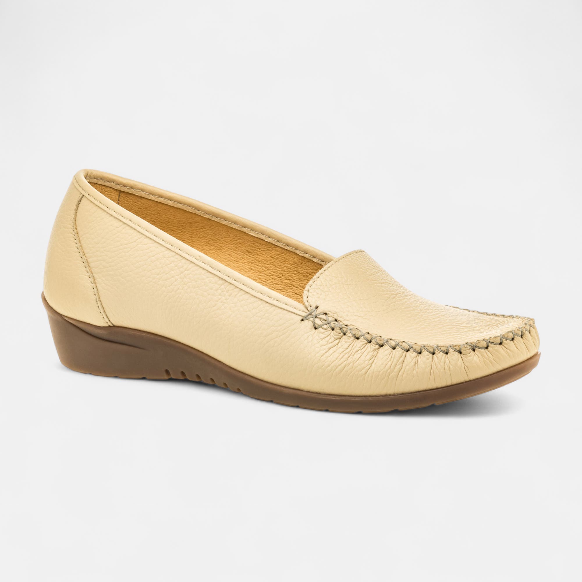 Mocassins pieds sensibles Femme en cuir beige
