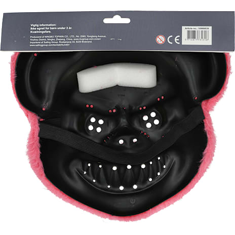Halloween killer bjørn maske H: 24 cm - pink