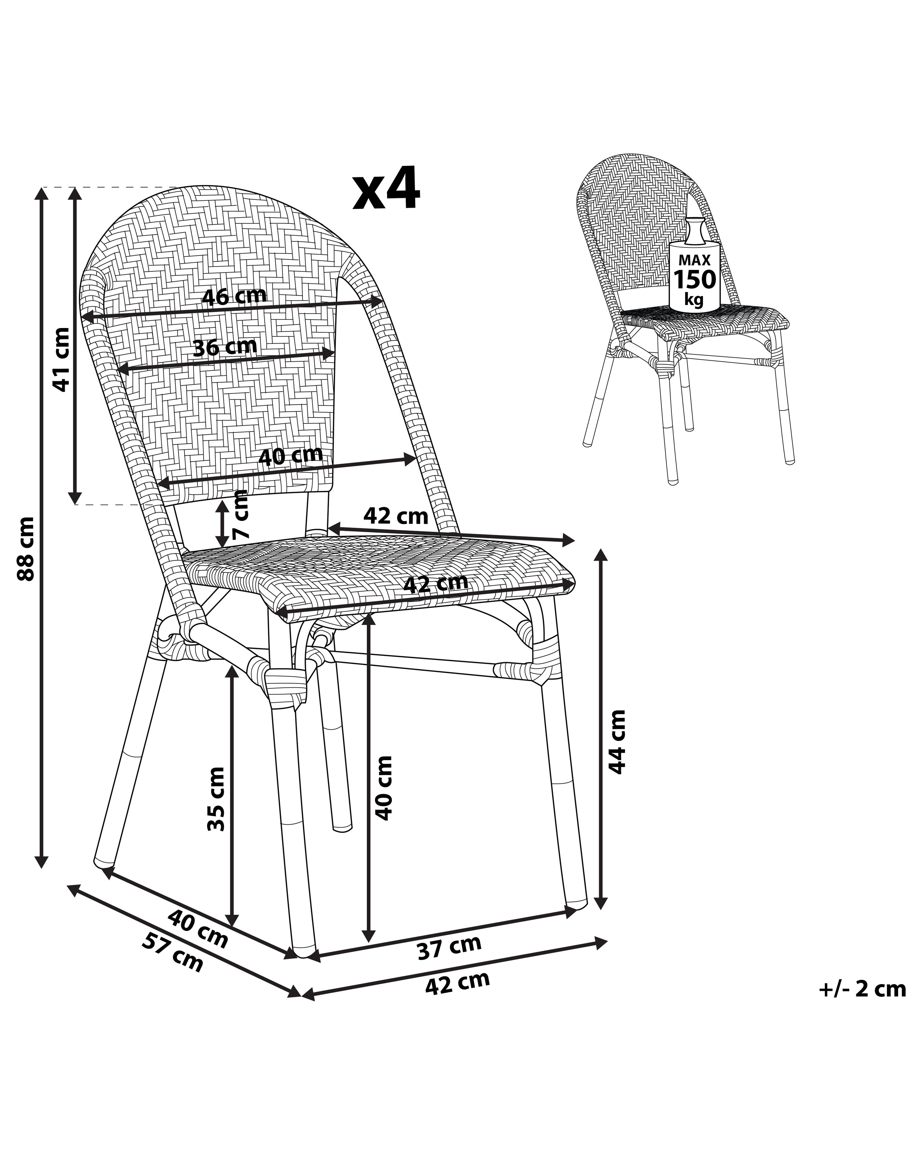 Set van 4 stoelen RIFREDDO Zwart/wit