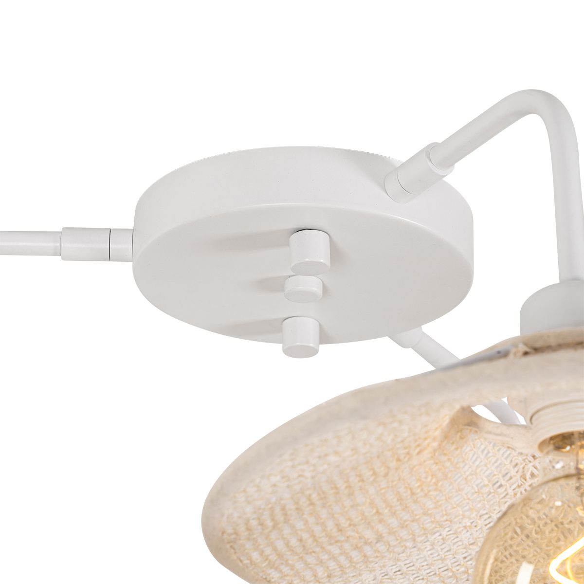 Design plafondlamp wit met stof 3-lichts - Jane