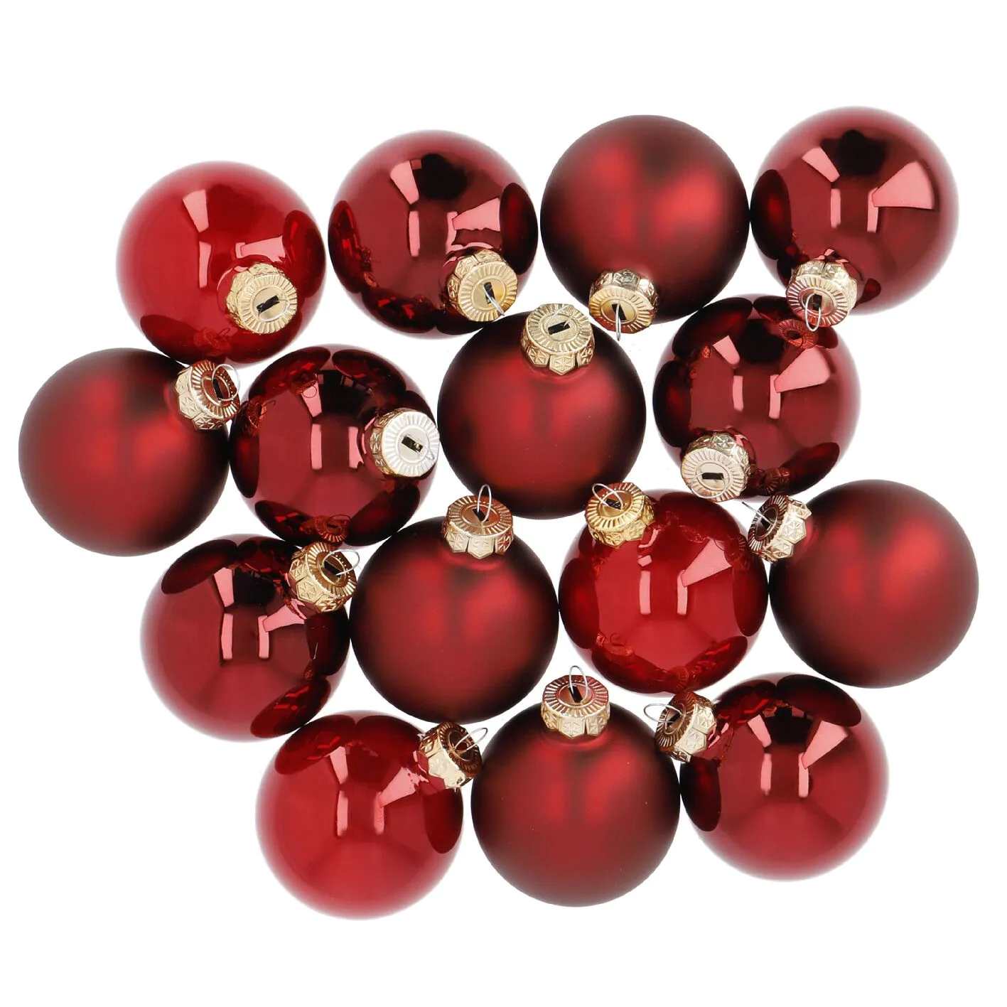 15er Weihnachtskugel Set, Glaskugeln 6 cm, rot