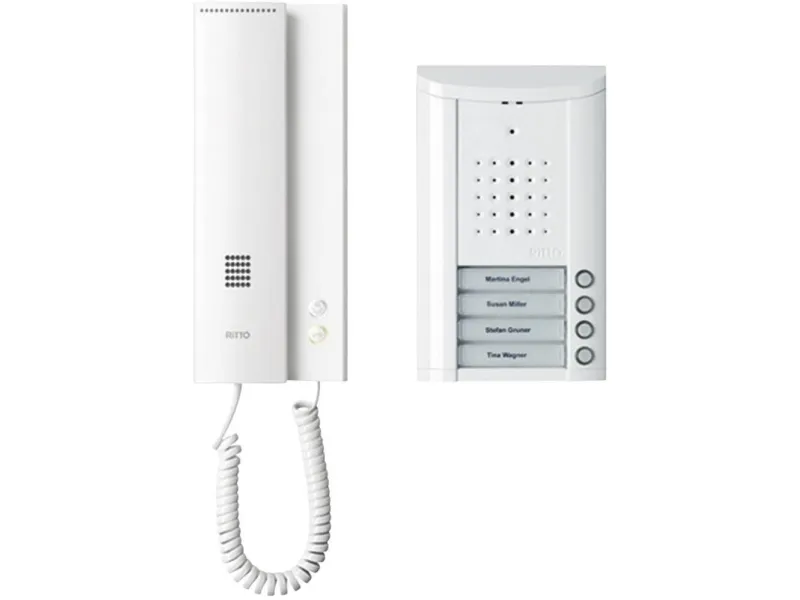 Ritto by Schneider dørtelefon med ledning komplet sæt 1841470 4 familiehus hvid (1841470)