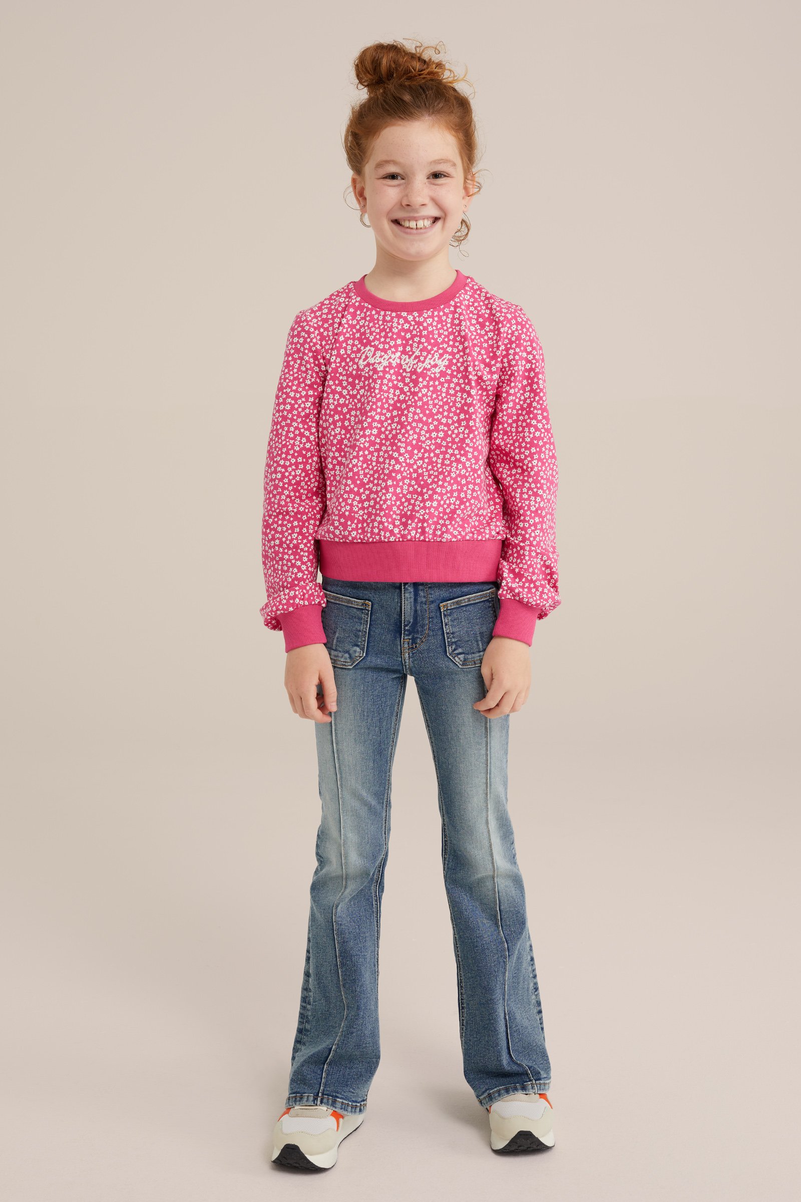 Meisjes T-shirt met dessin WE Fashion Felroze
