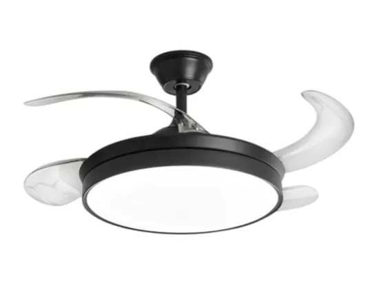 Ventilateur plafond Perenz 7165B CT noir d.106 cm, 4 pales rétractables, moteur DC 30W, 6 vitesses, style moderne
