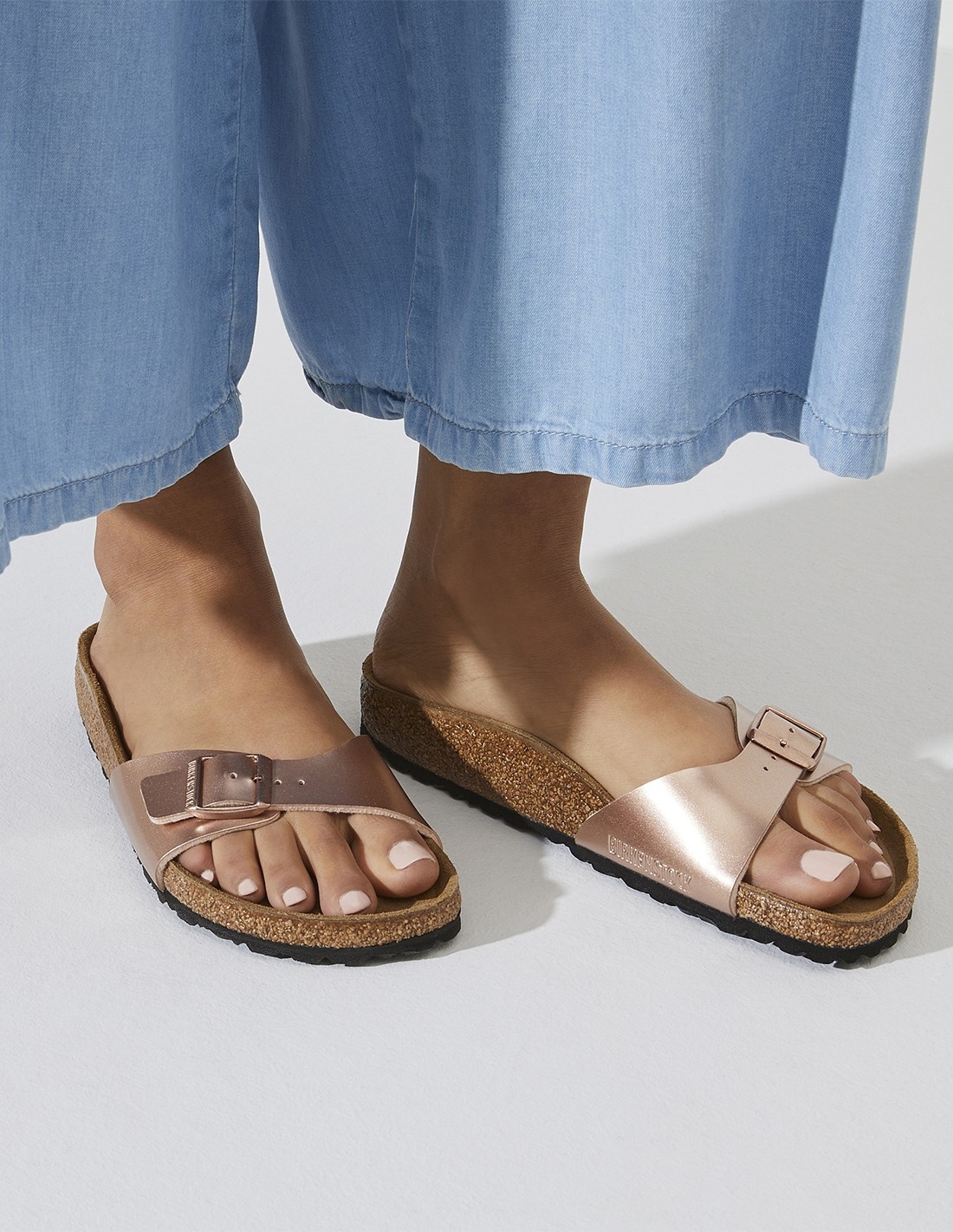 birkenstock claquettes femme madrid metallic copper rose gold