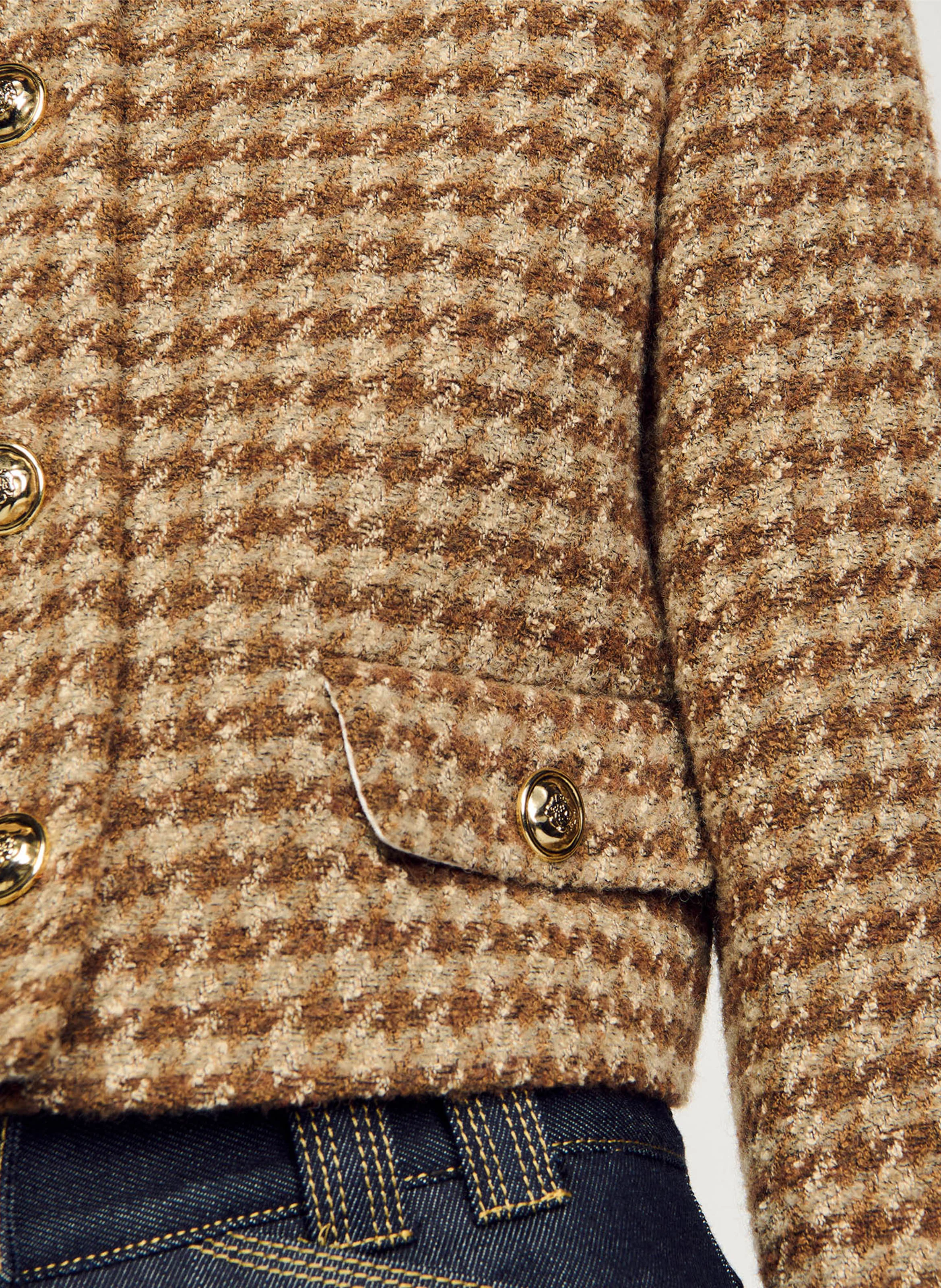 Veste col rond imprimée | Marron