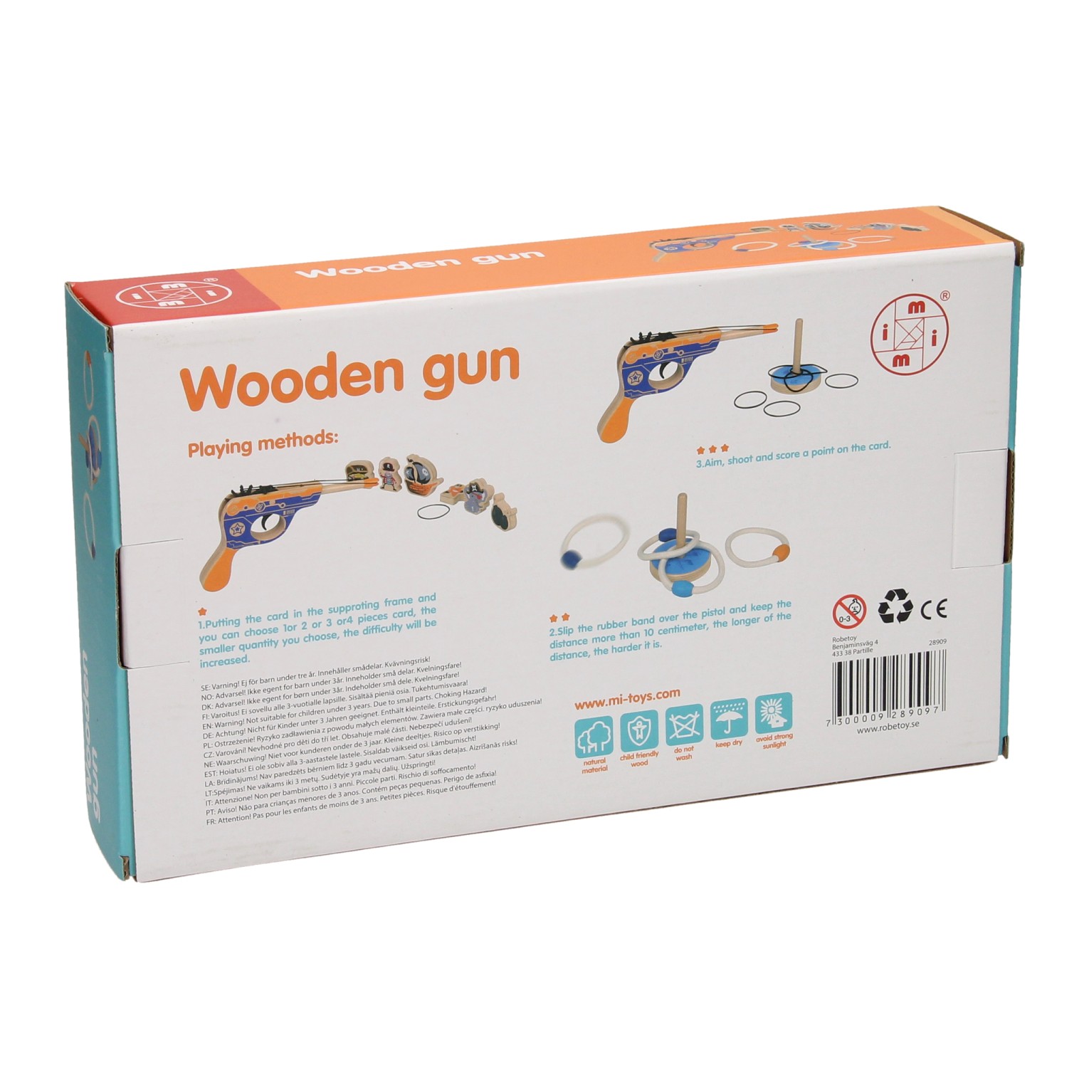 Houten Elastiek Pistool met Doelwitten, 32dlg.