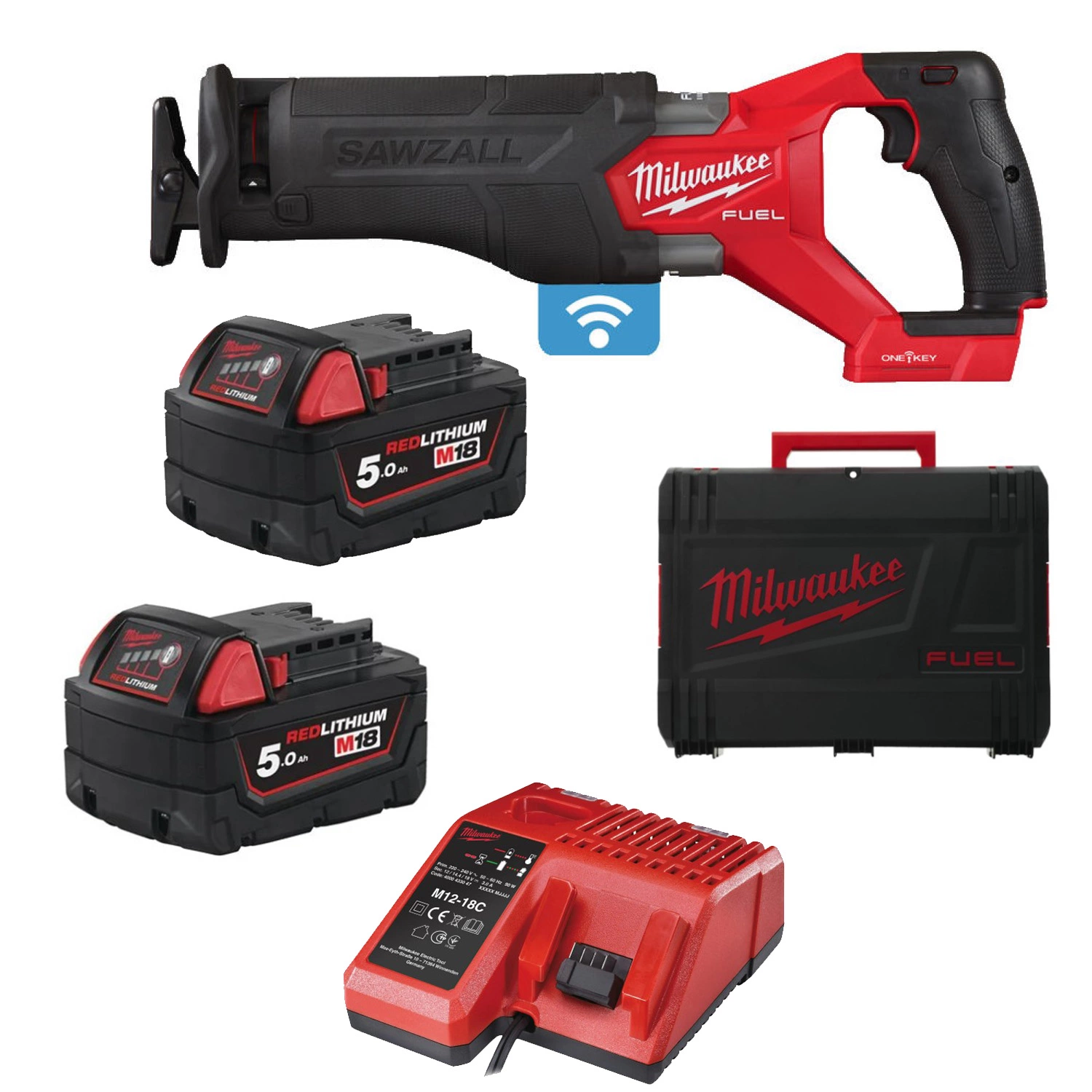 Milwaukee M18 ONEFSZ-502X Li-Ion accu Reciprozaag set (One-Key)