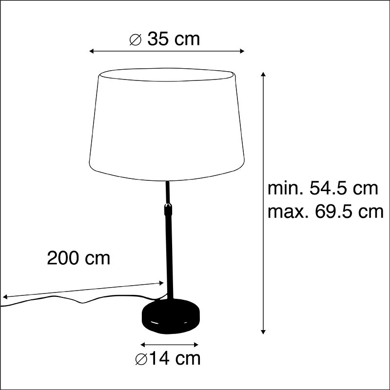 Tafellamp zwart met linnen kap taupe 35 cm verstelbaar - Parte