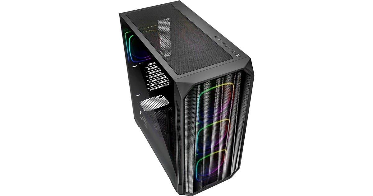SharkoonAK5M RGB midi tower behuizing  (Zwart | 2x USB-A | 1x USB-C | RGB | Tempered Glass)