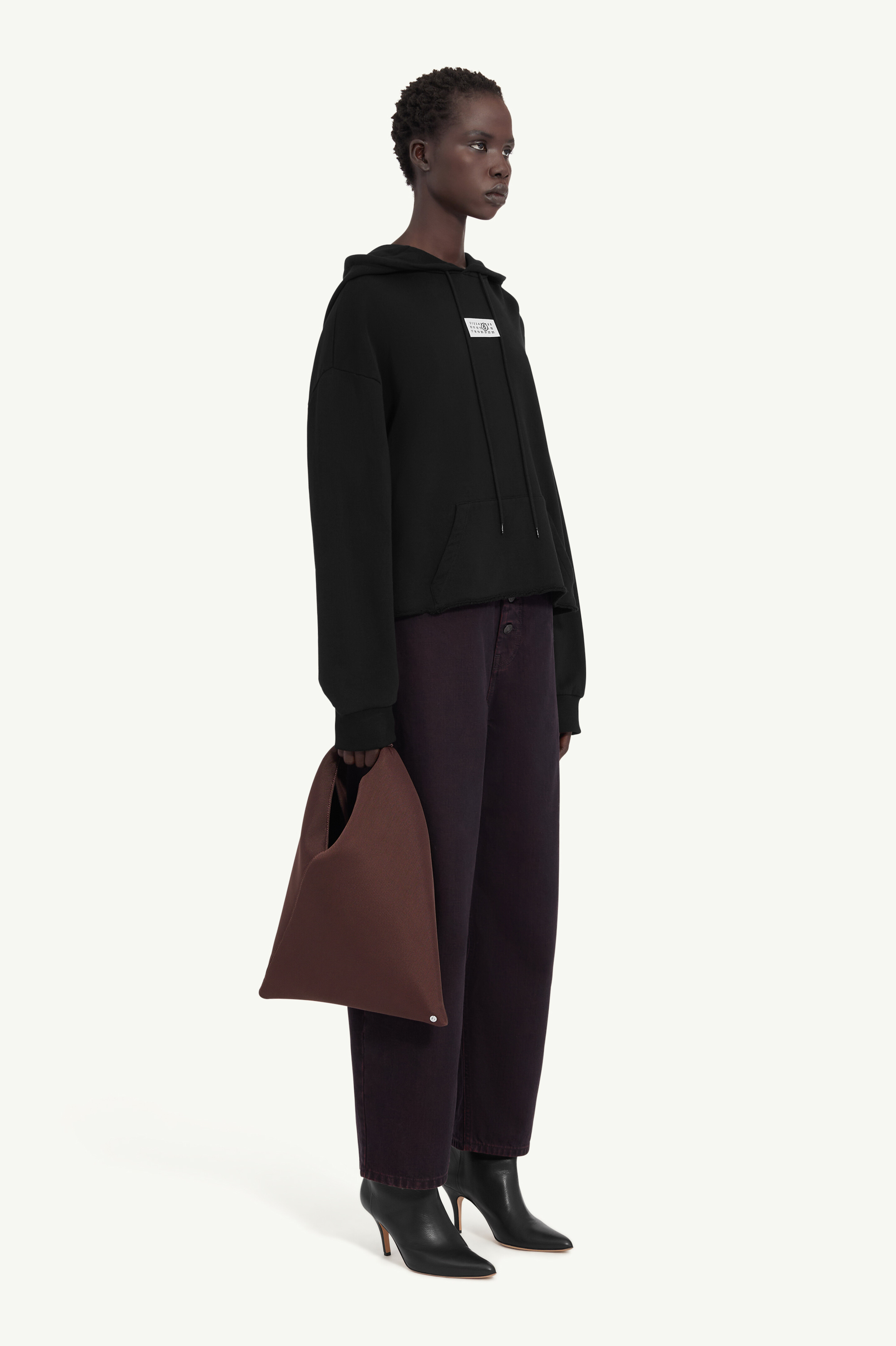 Sweat-shirt à capuche réinterprète pour femme | MM6 Noir