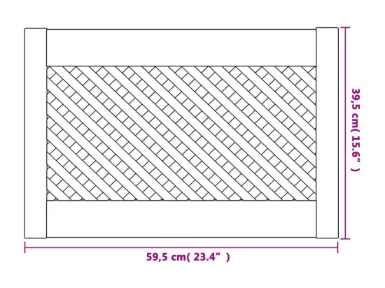 Portes d'armoires en treillis 2 pcs 59,5x39,5 cm pin massif