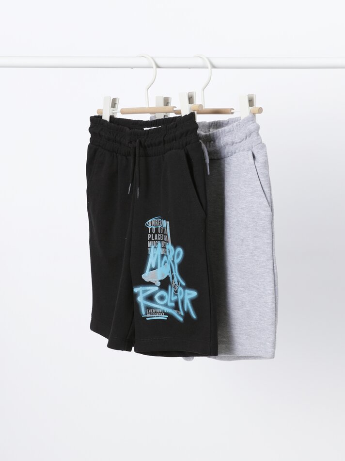 Conjunto de 2 Bermudas Felpudas - Pretas