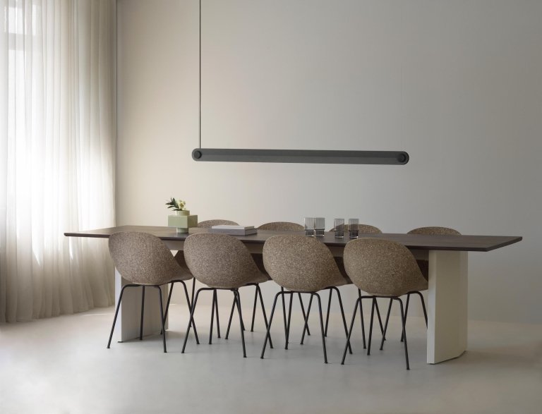 Normann Copenhagen Panel eettafel 90x300 Cream onderstel, Dark Brown