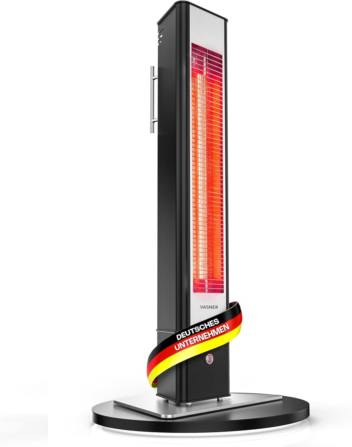 VASNER HeatTower Wärmestrahler – Infrarot Standheizstrahler 2500 Watt - Heizstrahler Terrasse elektrisch 4 Heizstufen - Elektro Heizstrahler Outdoor - Terrassenstrahler Infrarot inkl. Fernbedienung
