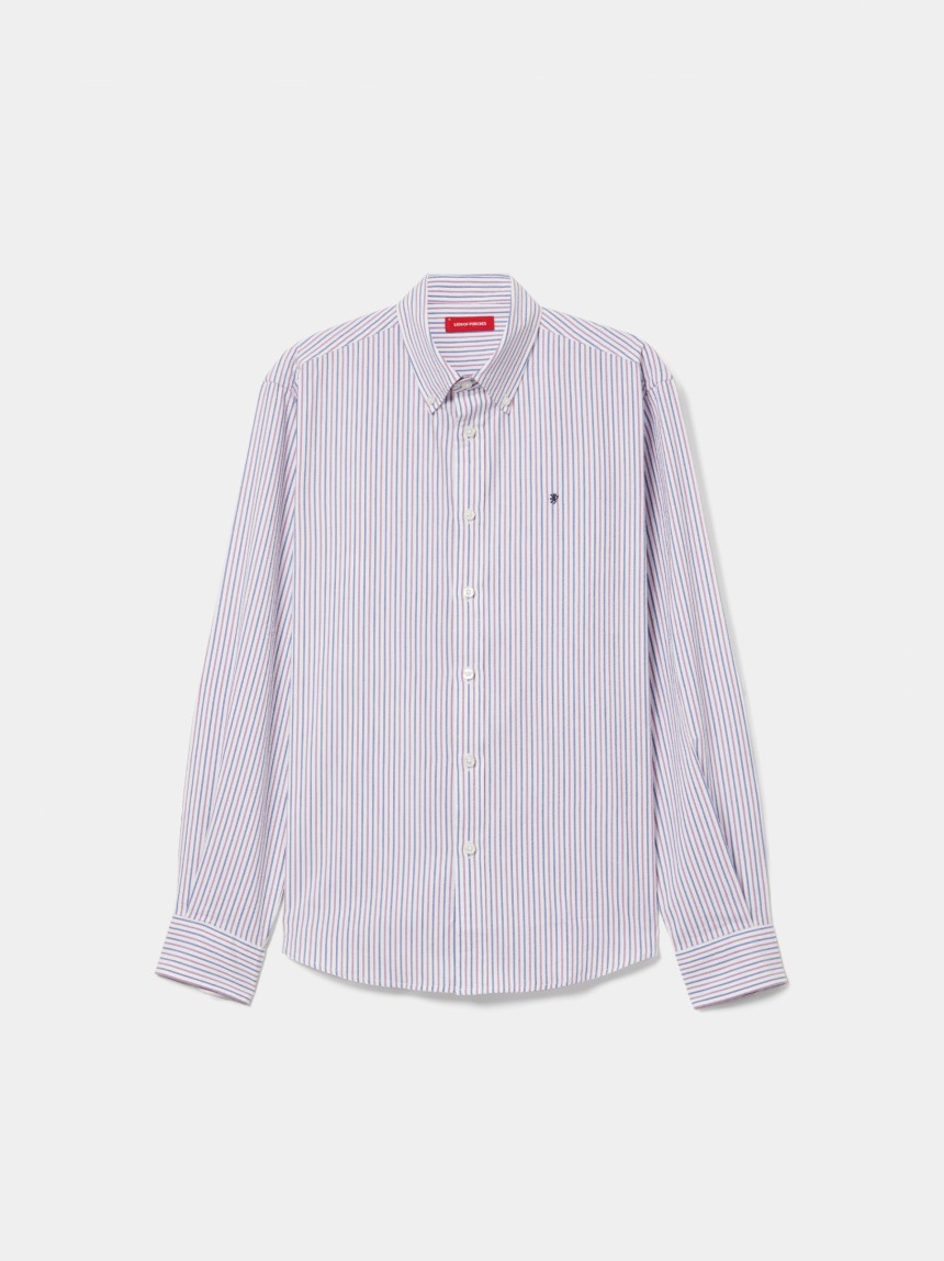 Camisa às riscas em algodão