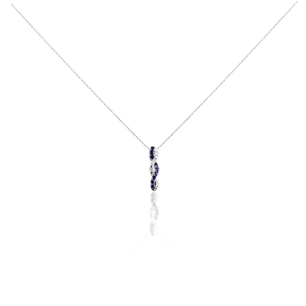 Collier Ligera Or Blanc Saphir Et Diamant