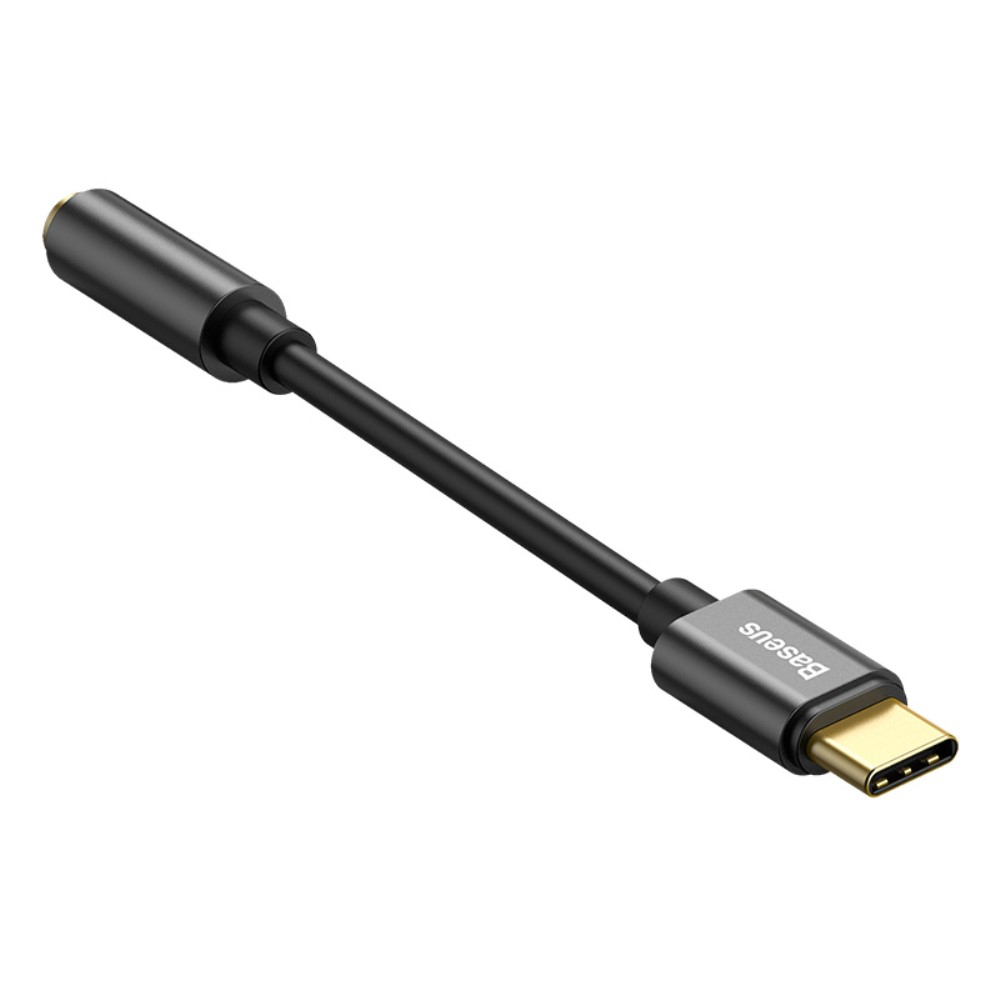 (10cm) USB C auf 3.5mm AUX Klinke Adapter - Schwarz