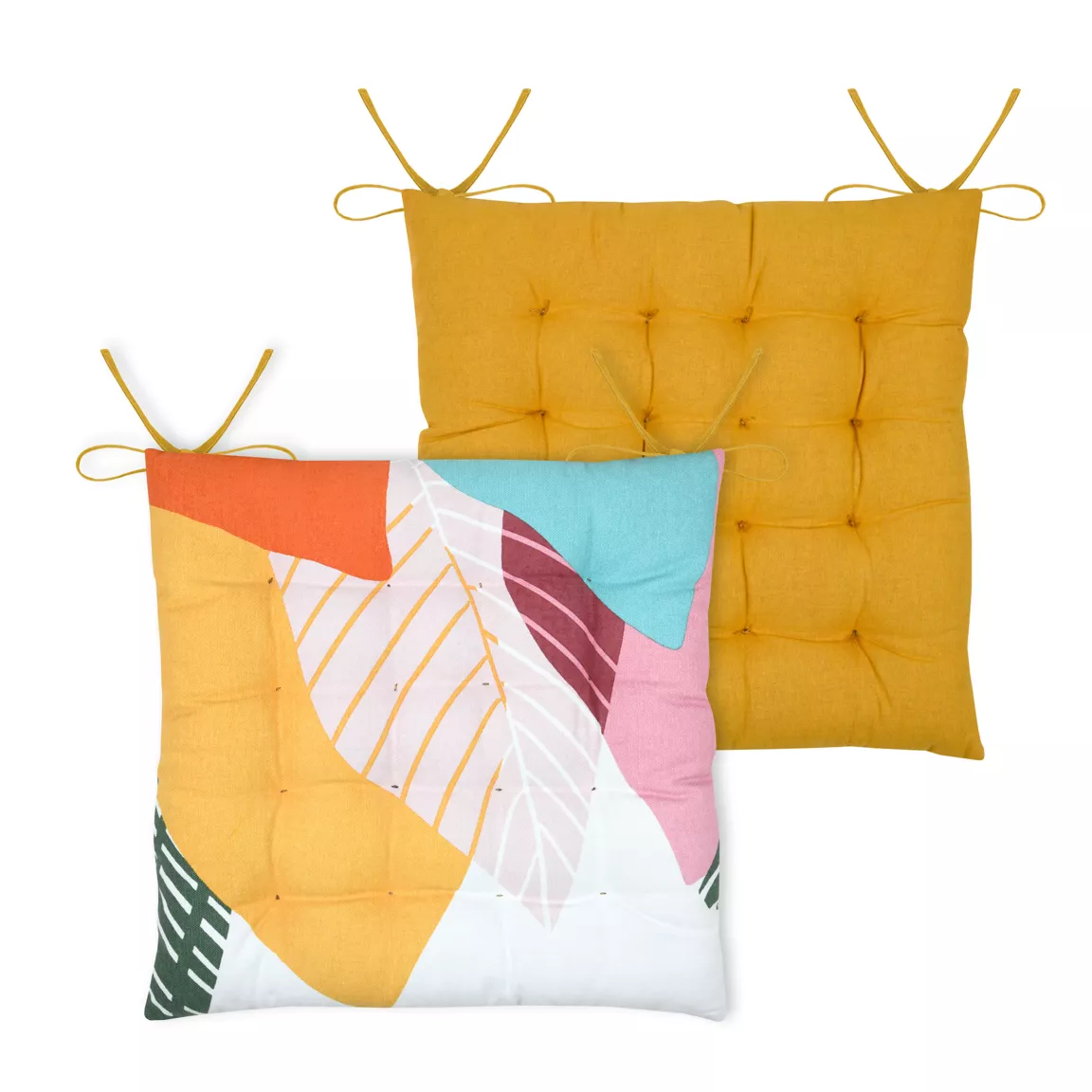 Coussin de chaise carré coton (38 x 38 cm) Frida Jaune moutarde