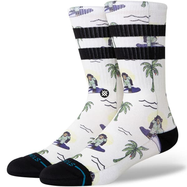 Chaussette STANCE SURFIN MONKEY CREW WHITE