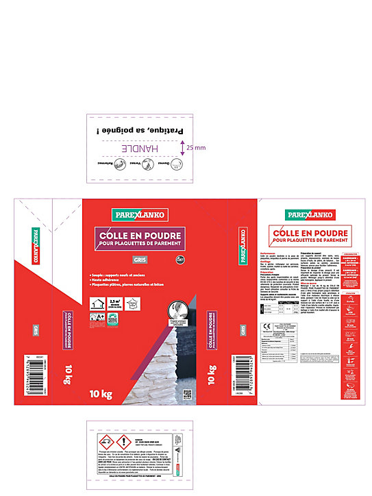 Colle pour plaquettes de parement intérieur gris Parexlanko poudre 10kg