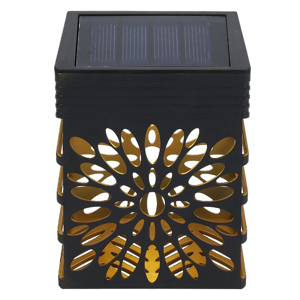 Lampe solaire design fleur plastique noir 7,6x5,2xH10,3cm