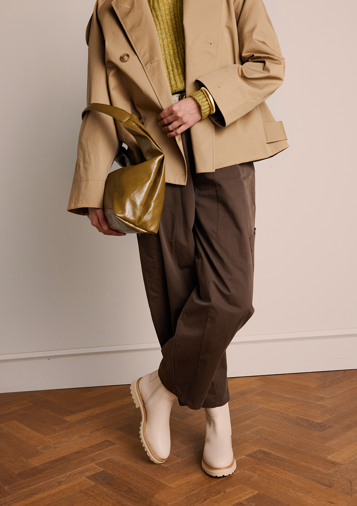 Beige leren chelsea boots