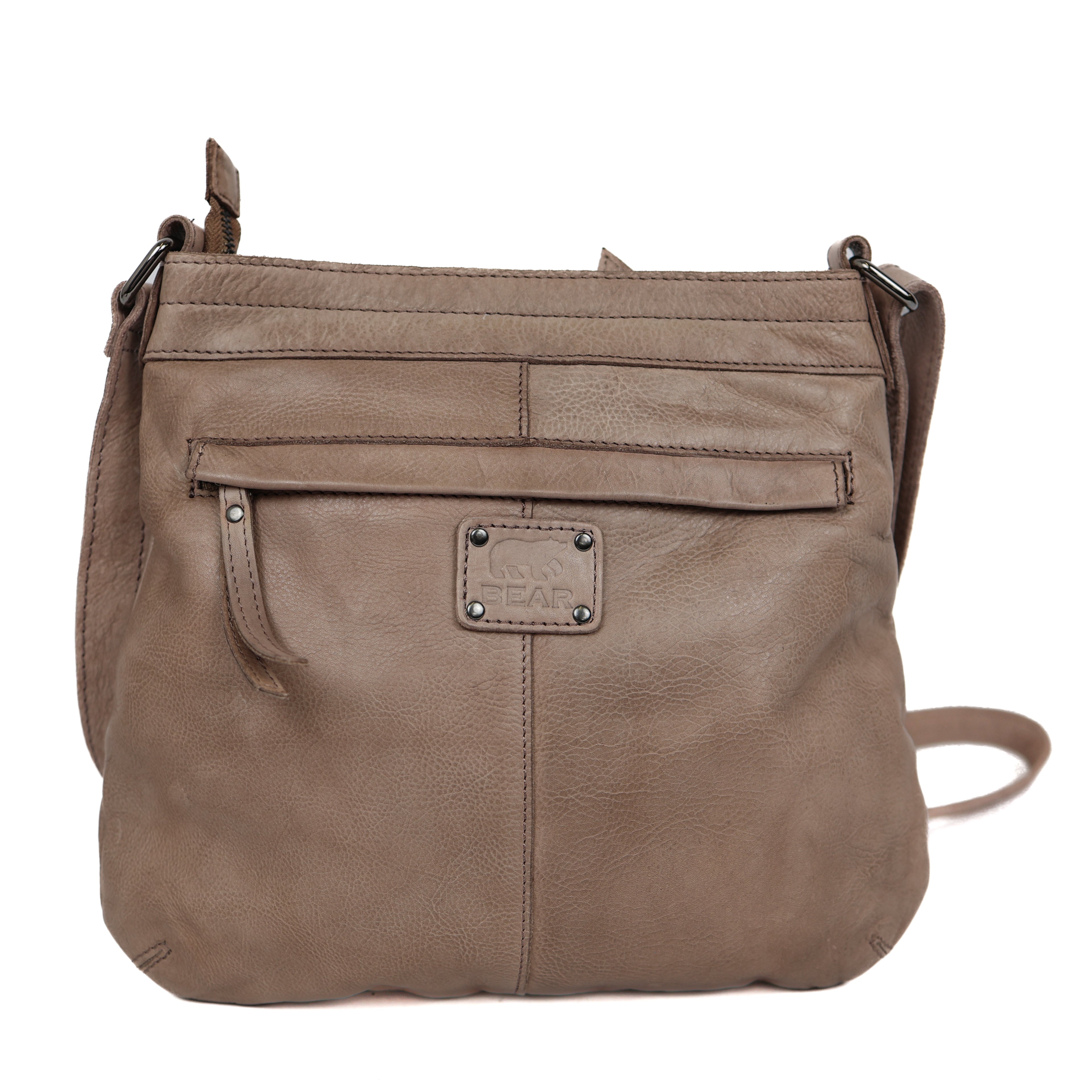 Schoudertas met voorvak 'Merle' taupe Taupe