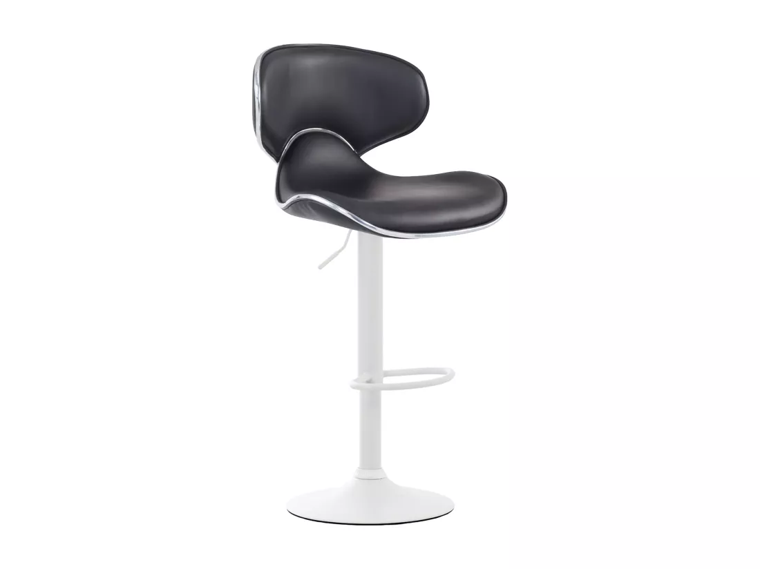 Lot de 2 Tabouret de bar - Similicuir & Blanc - Noir - Las Vegas v2