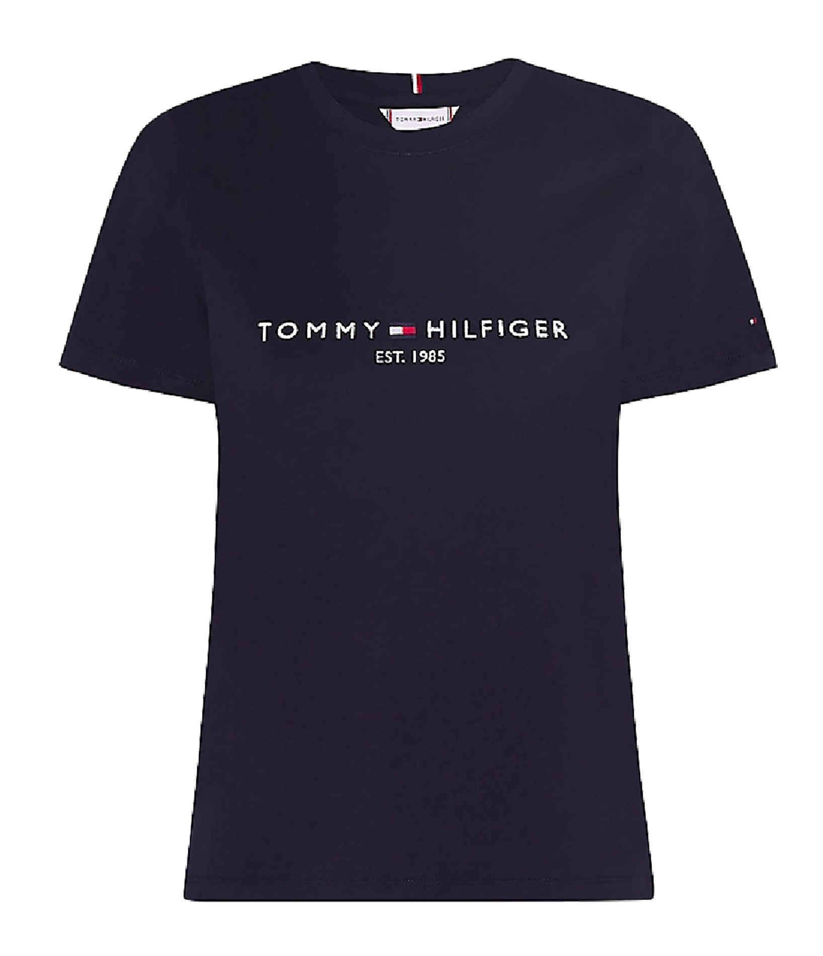 Tee-shirt col rond brodé en coton bio | Bleu