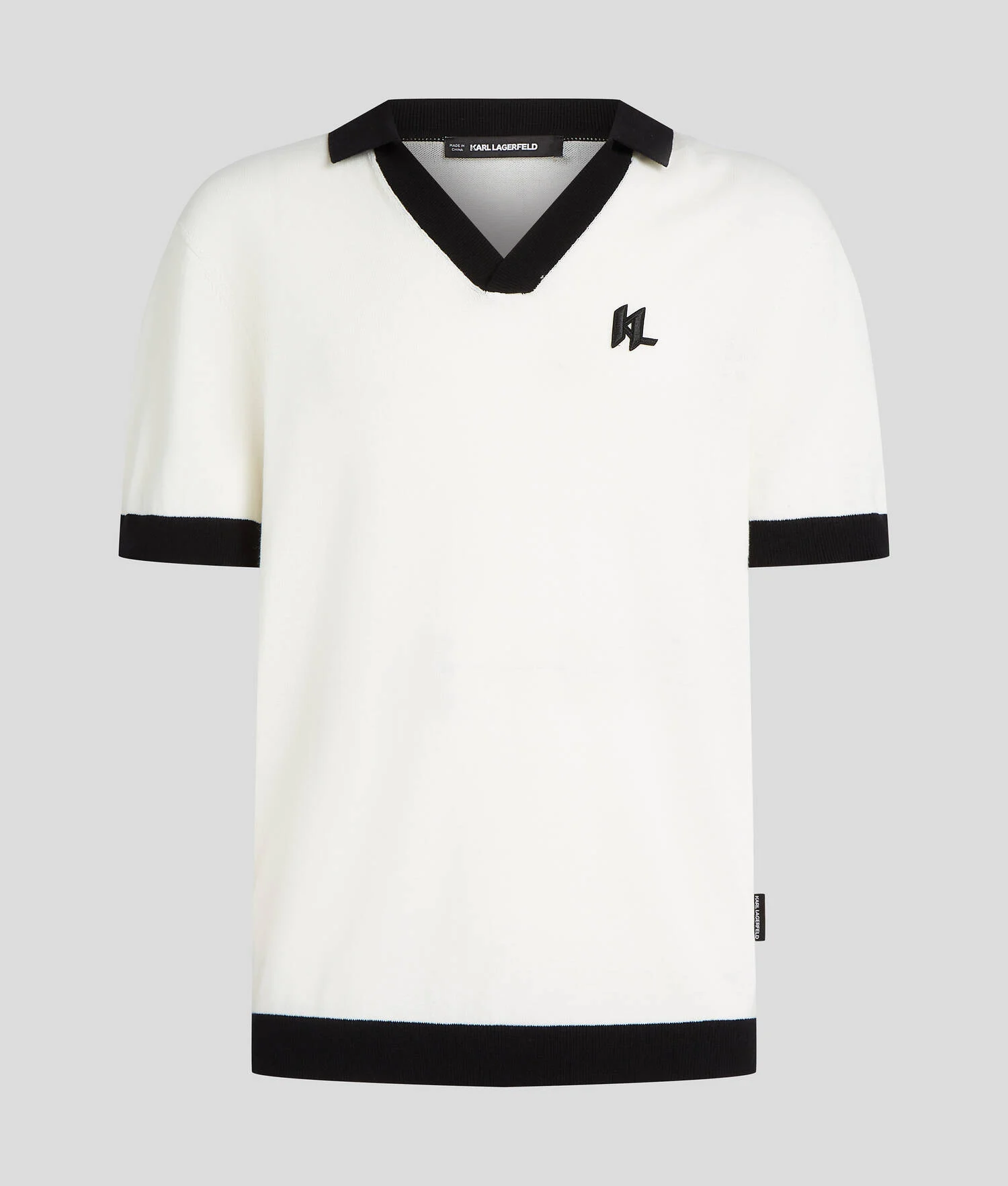 POLO EN TRICOT IMPRIMÉ KL MONOGRAM - Crème Cannoli
