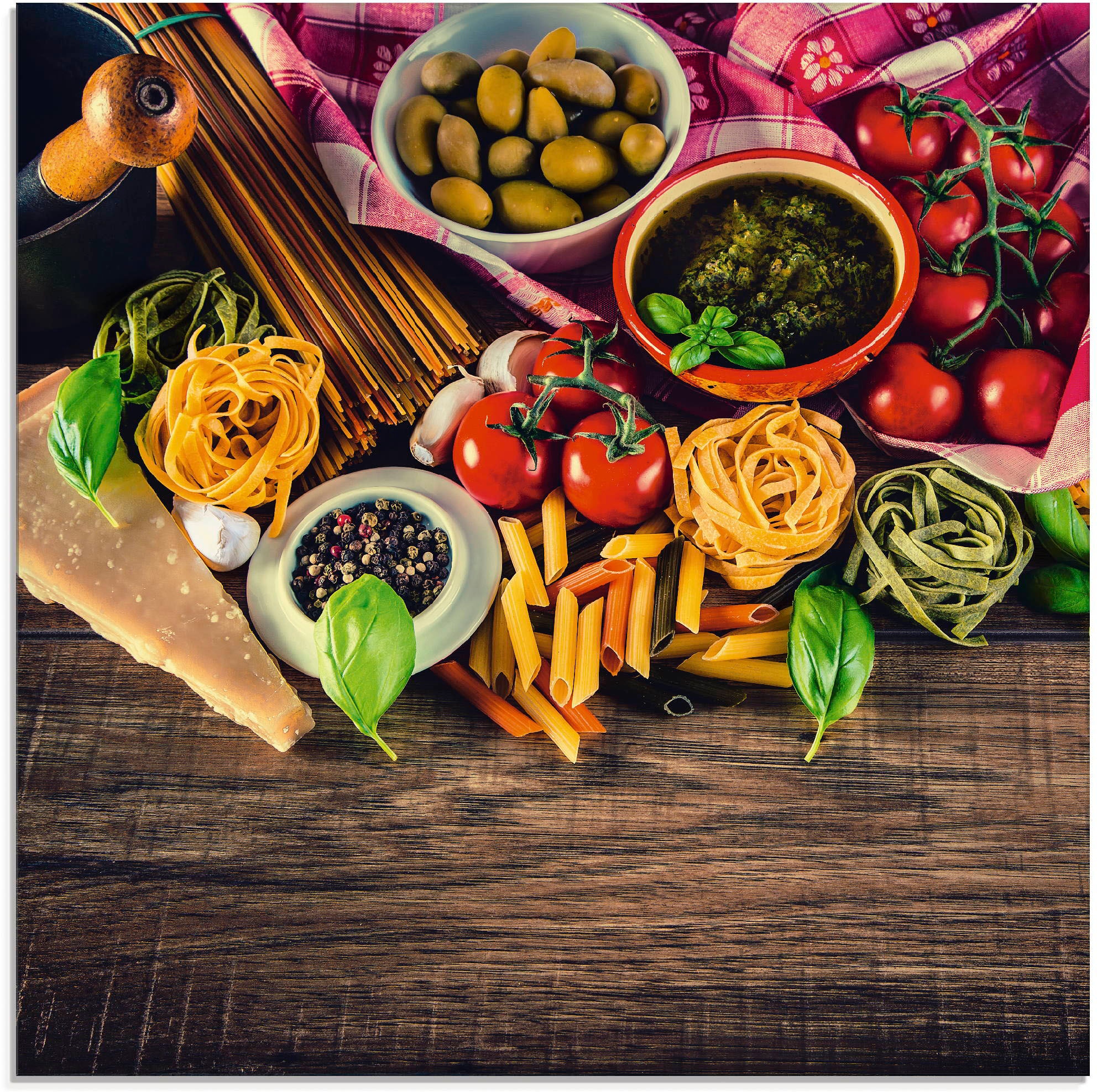 Artland Glasbild »Italienisch mediterrane Lebensmittel« Lebensmittel 1 Stk. tlg. in verschiedenen Grössen