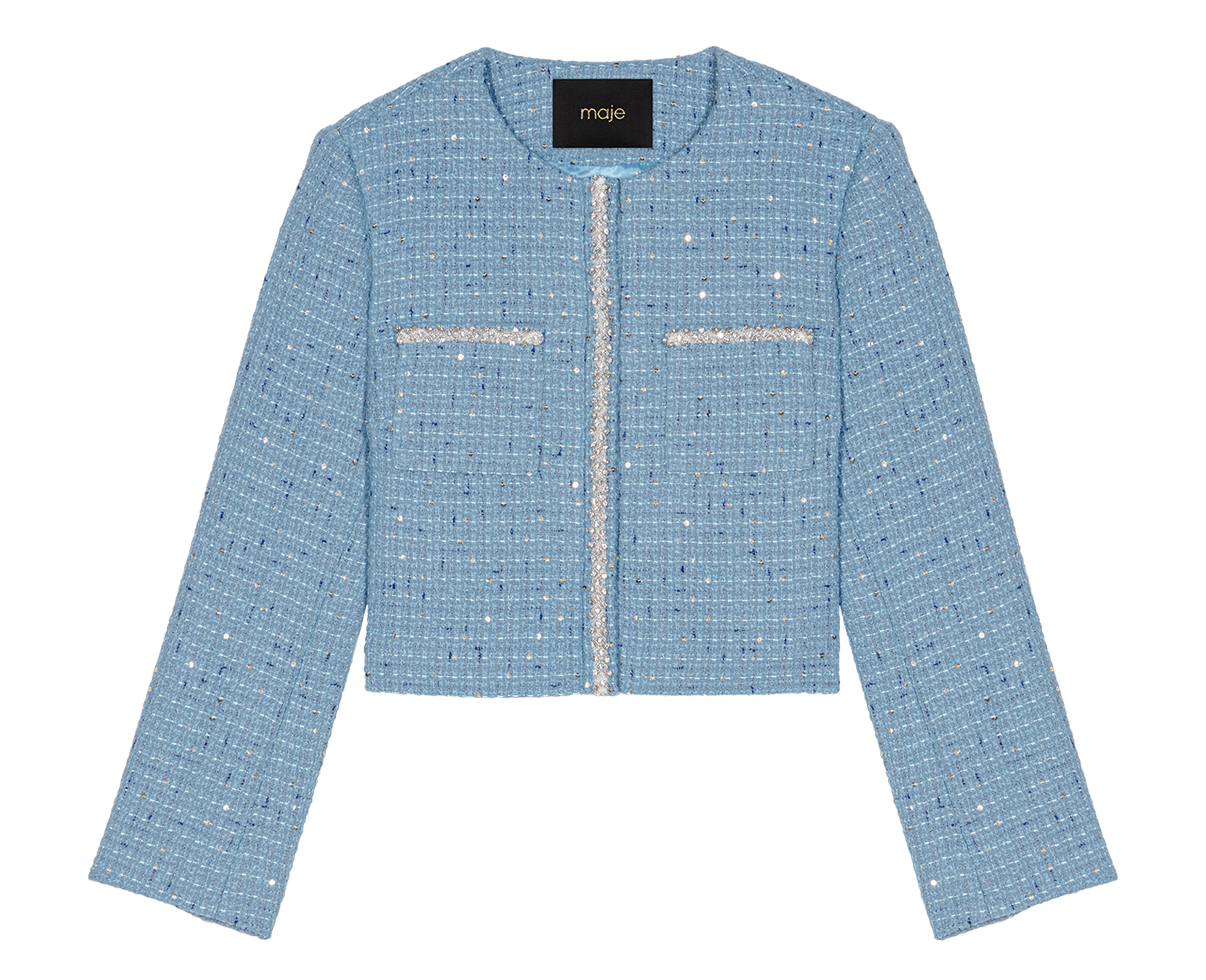 Blazer droit en tweed | Bleu